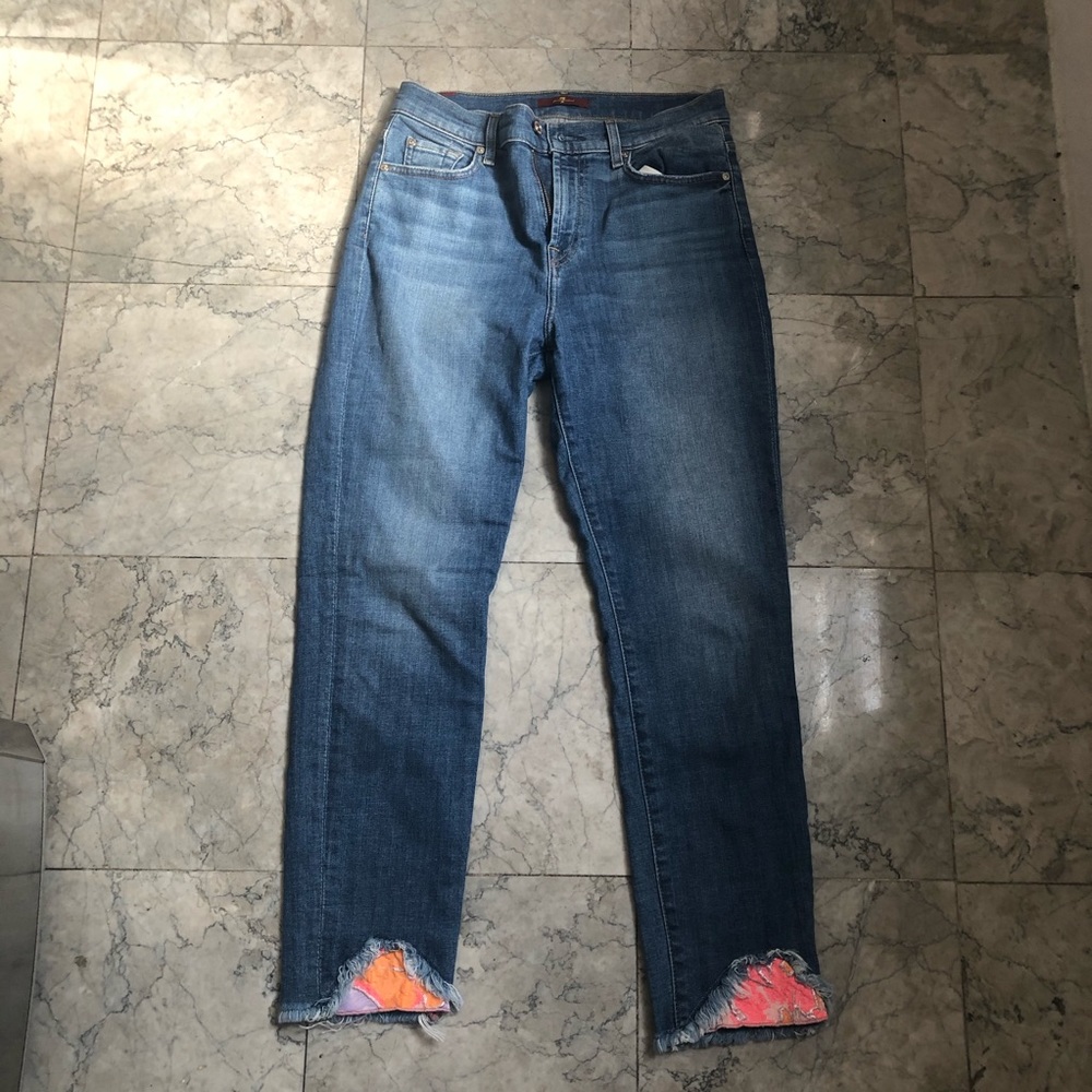 7s jeans with fabric detail